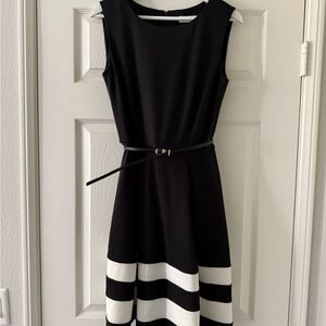 Elegant Black and White Striped Dress